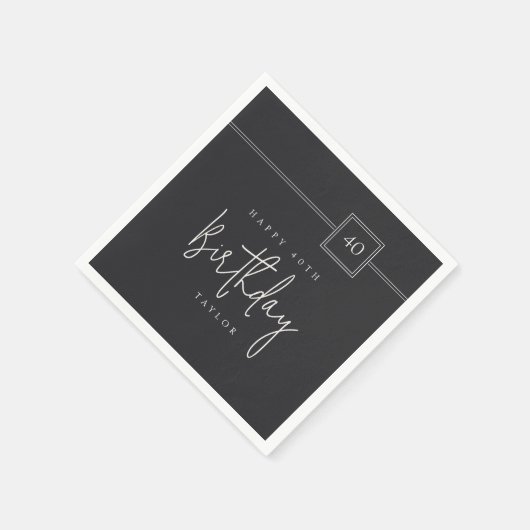 40e verjaardag Elegant minimalistisch plat zwart Servet (Hoek)