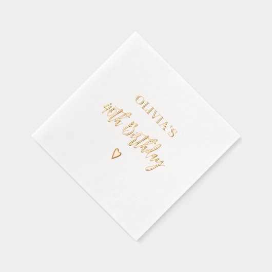 40e verjaardag Elegant Modern Heart Gold Folie Servetten (Rechts)