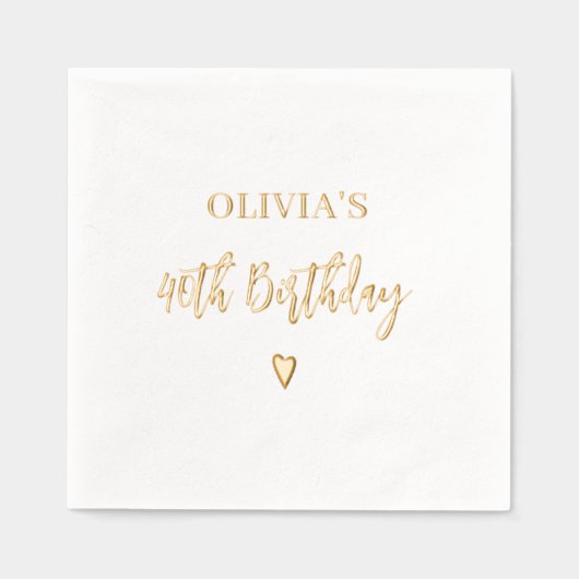 40e verjaardag Elegant Modern Heart Gold Folie Servetten (Voorkant)
