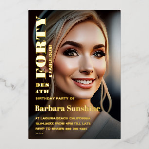 40e verjaardag Elegant Modern Magazine Goud Folie Uitnodiging