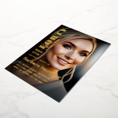 40e verjaardag Elegant Modern Magazine Goud Folie Uitnodiging (Gedraaid)