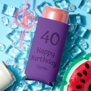 40e verjaardag Elegant paars cadeau voor vrouwen Seltzer Blikjeskoeler