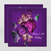 40e verjaardag Elegant Paarse roze rozen 2 Kaart (Voorkant / Achterkant)