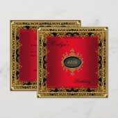40e verjaardag Elegant Red Black Gold 2 Kaart (Voorkant / Achterkant)