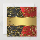 40e verjaardag Elegant Red Gold Floral Black Kaart (Achterkant)