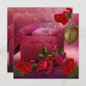 40e verjaardag Elegant Red Rose Gift Box Kaart (Voorkant / Achterkant)