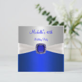 40e verjaardag Elegant Silver White Blue Jewel Kaart (Staand voorkant)