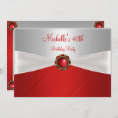 40e verjaardag Elegant Silver White Jewel Kaart (Voorkant / Achterkant)