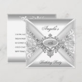 40e verjaardag Elegant Silver White Jewel Kaart (Voorkant / Achterkant)