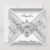 40e verjaardag Elegant Silver White Jewel Kaart (Voorkant)