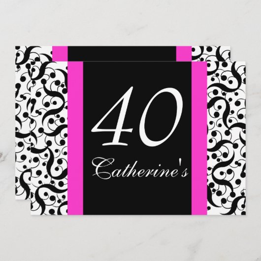 40e verjaardag elegant verjaardagsfeest voor elke  kaart (Voorkant / Achterkant)