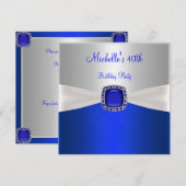 40e verjaardag Elegant Zilver Wit Blauw Juweel Kaart (Voorkant / Achterkant)