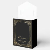 40e verjaardag Elegant zwart goud omlijst script Bedankdoosjes (Geopend)