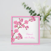 40e verjaardag Elegante Aziatische roze bloemen Kaart (Staand voorkant)