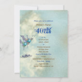 40e verjaardag elegante blauw bruin kaart (Achterkant)