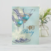 40e verjaardag elegante blauwe bruine kaart (Staand voorkant)