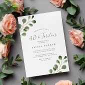 40e verjaardag elegante eucalyptus groen feest kaart