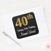 40e verjaardag - Elegante luxe Faux Gold look # Vierkante Sticker (Envelop)