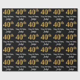 40e verjaardag: Elegante luxe faux gouden look # Cadeaupapier