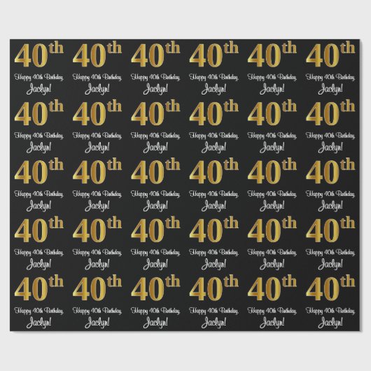 40e verjaardag: Elegante luxe faux gouden look # Cadeaupapier (Vlak)