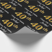 40e verjaardag: Elegante luxe faux gouden look # Cadeaupapier (Hoek)