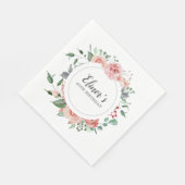 40e verjaardag Elegante roze rozenbloem Servet (Hoek)