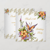 40e verjaardag Elegante witte roze gele bloemen Kaart (Voorkant / Achterkant)