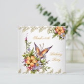 40e verjaardag Elegante witte roze gele bloemen Kaart (Staand voorkant)