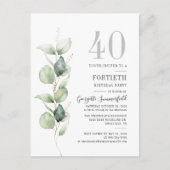 40e verjaardag Eucalyptus Botanische Partij Uitnodiging Briefkaart (Voorkant)