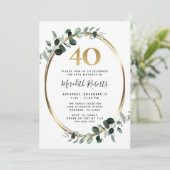 40e verjaardag Eucalyptus Gold Metallic Party Kaart (Staand voorkant)