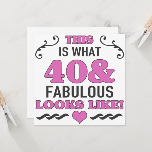 40e verjaardag Fabulous Kaart (Voorkant / Achterkant in situ)