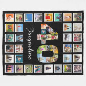 40e verjaardag Familie Fotocollage Groot Fleece Deken (Voorkant (Horizontaal))
