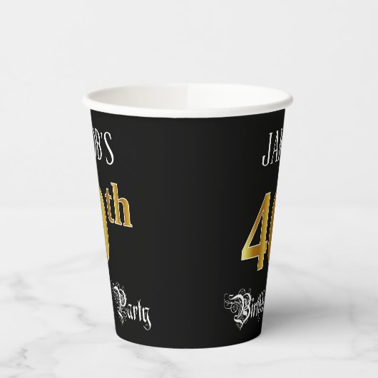 40e verjaardag — Fancy script, Faux Gold look Papieren Bekers (Links)