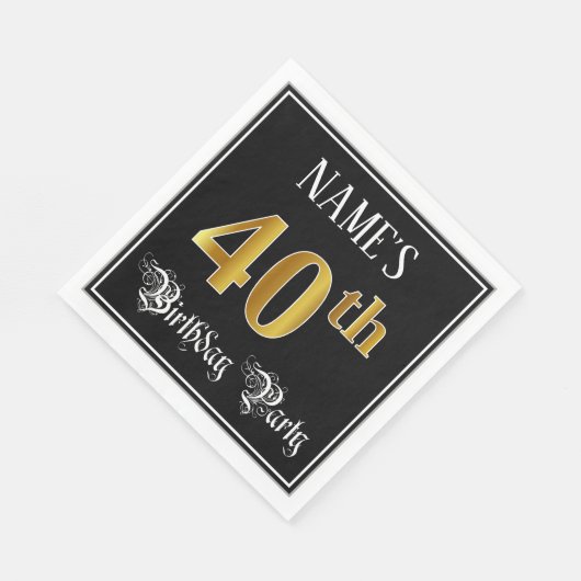 40e verjaardag — Fancy script, Faux Gold look Servet (Hoek)