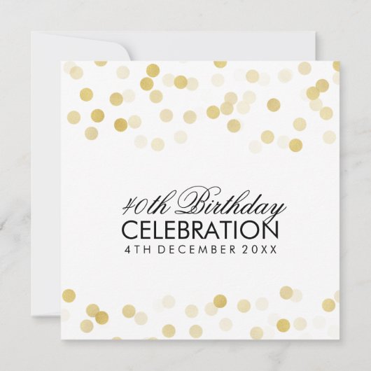 40e verjaardag Faux Gold Foil Glitter Lichten Kaart (Achterkant)