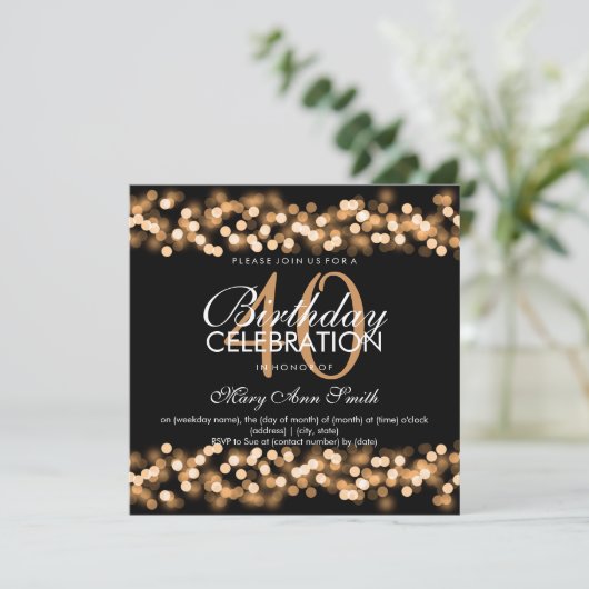 40e verjaardag Faux Gold Hollywood Glam Kaart (Staand voorkant)