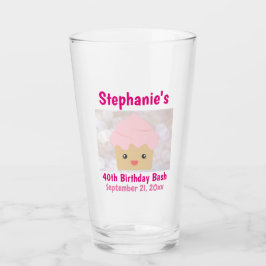 40e verjaardag Favor Cute Pink Cupcake Beer Pint Glas