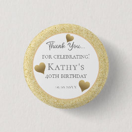 40e verjaardag Favors Gold Hearts Ronde Button 3,2 Cm