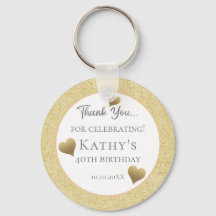 40e verjaardag Favors Gold Hearts Sleutelhanger