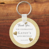 40e verjaardag Favors Gold Hearts Sleutelhanger (Voorkant)