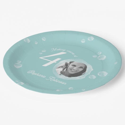 40e verjaardag feest bubbel gedempt Blauwgroen Papieren Bordje (Gekanteld)