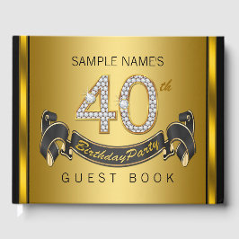40e verjaardag feest gastenboek zwart goud