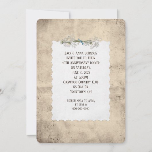 40e verjaardag feest ouderwetse foto-lijst kaart (Achterkant)