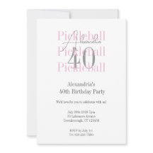 40e Verjaardag Feest Pickleball Roze Typografie