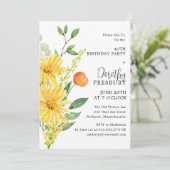 40e Verjaardag Feest Voorjaar Gele Bloemen Kaart (Staand voorkant)