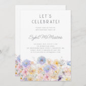 40e Verjaardag Feest Voorjaar Waterverf Bloemen Kaart (Voorkant / Achterkant)