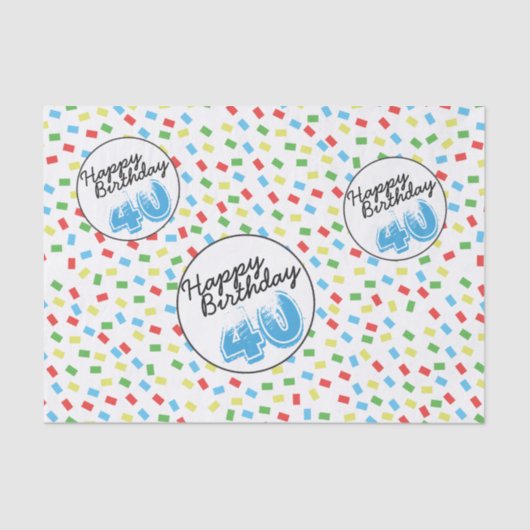 40e verjaardag feestelijk kleurrijk tissuepapier (Voorkant)