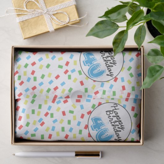 40e verjaardag feestelijk kleurrijk tissuepapier (Geschenk)