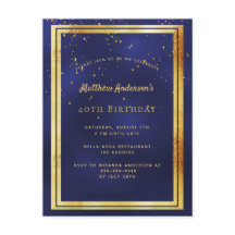 40e verjaardag feestje blauwe gouden glimmende uit