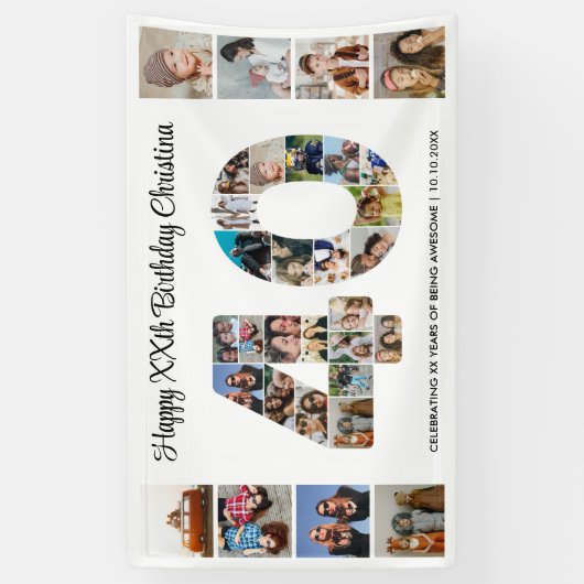 40e verjaardag feestnummer 40 fotocollage spandoek (Verticaal)